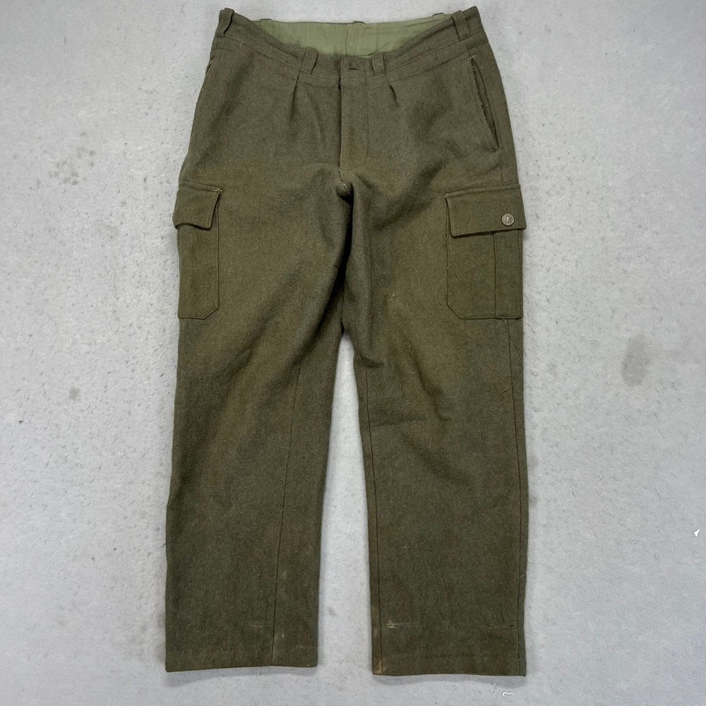 Vintage 1979 Borac Travnik German Military Wool Cargo Pants Olive Green 32x28